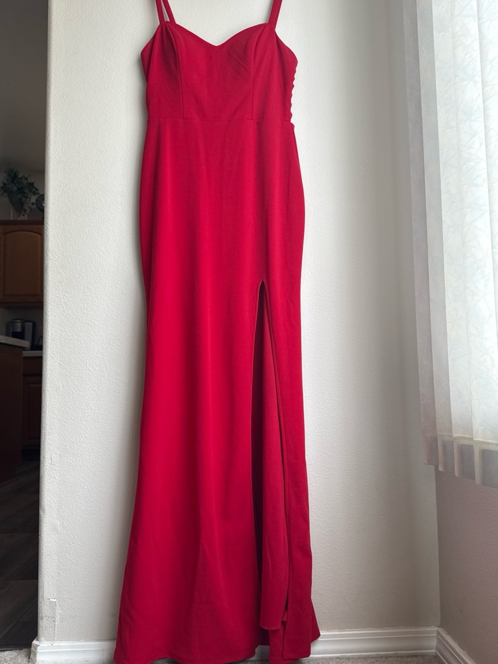 Macy's Red Spaghetti-Strap Maxi Dress with Front Slit